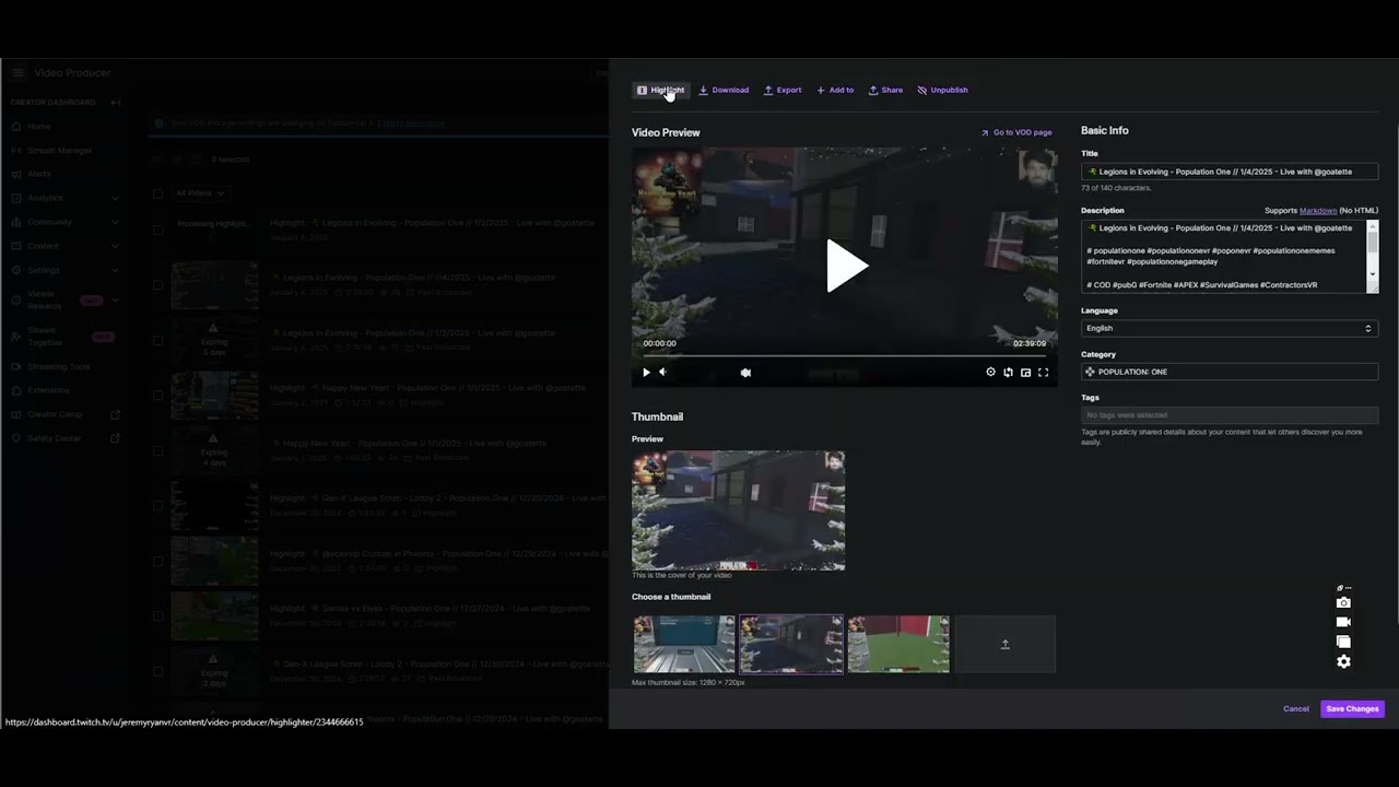 Twitch // creating highlights to save streams